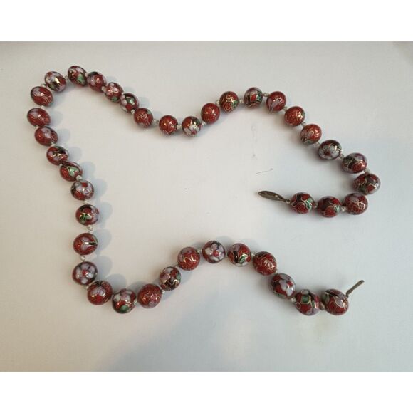 Vintage Chinese cloisonné beaded necklace - Picture 6 of 9